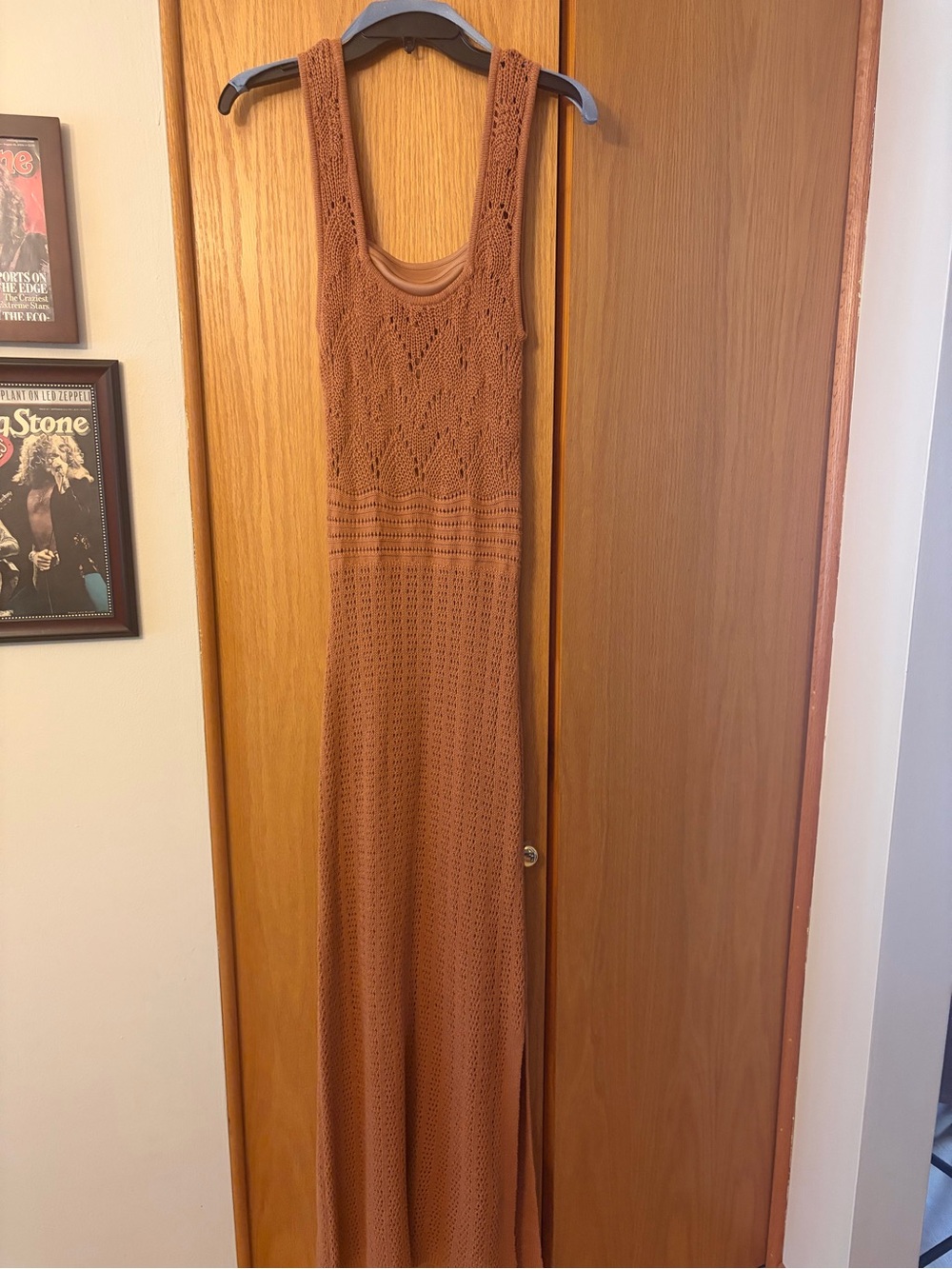 NWT $139 Frye Crochet Maxi Dress in Rustic Brown Juniors Medium or Women’s XS/S